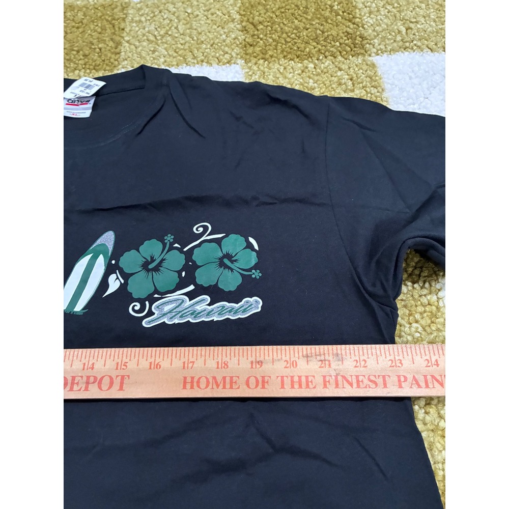 Anvil Hawaii Surfboard Hibiscus Graphic T-Shirt Mens XL Black Short Sleeve NEW - Picture 5 of 7